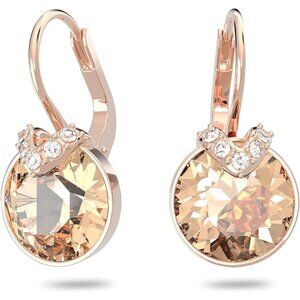 Women's Bella V Pierced Earrings Pink Rose-Gold Tone Plated Jewelry